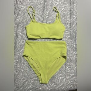 Old Navy Neon Green Ribbed Swimsuit